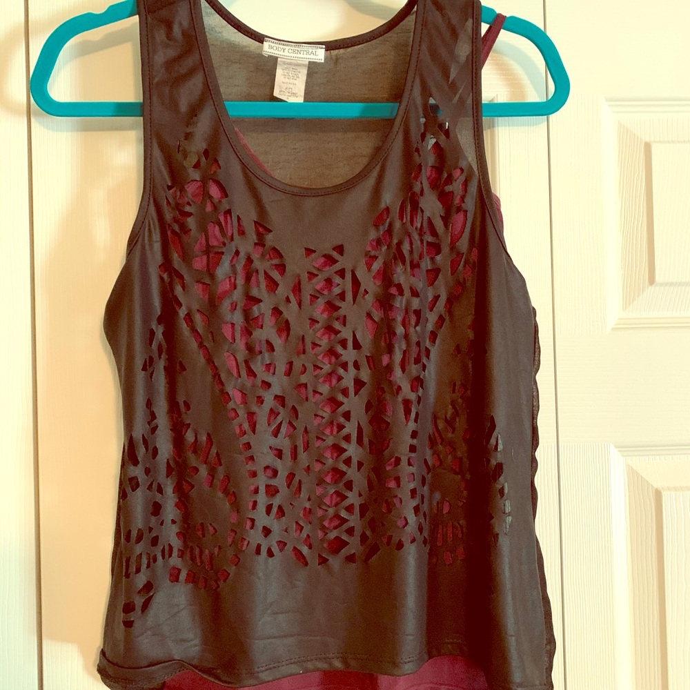 Body Central high-low black cutout tank top